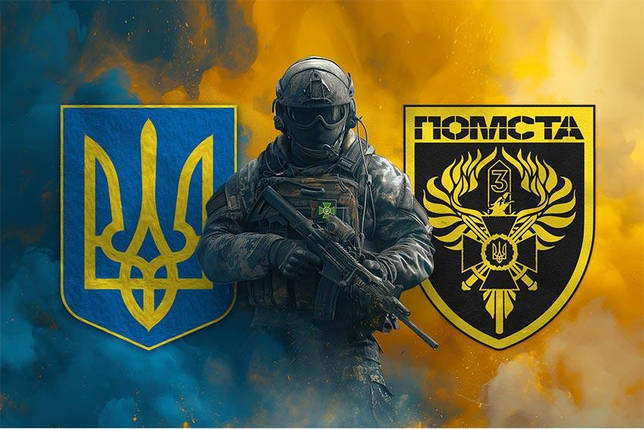 Прапор Луганського прикордонного загону «Помста» Воїн з гербом України та підрозділу, фото 1