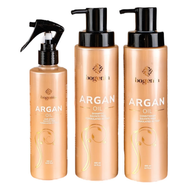 Шампунь + кондиціонер + спрей для волосся з аргановою олією Argan Oil Bogenia, фото 1