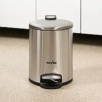 Відро для сміття з кришкою та педаллю MVM BIN-16 нержавіюча сталь, 5л