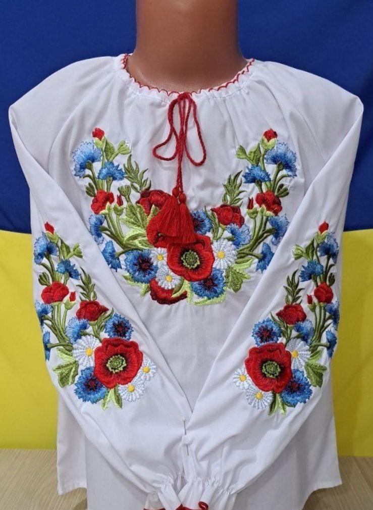 Опт Вишиванка для дівчат Васильки р 98-116 квіти