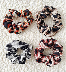 Резинки для волосся тканеві Ø7 см  6 шт/уп. ЛЕОПАРДОВА