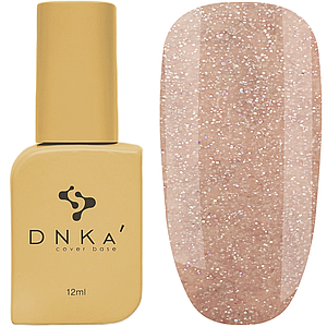 Каучукова база DNKa Cover Base №0028 Mysterious, 12 мл бежева з голографічними блискітками