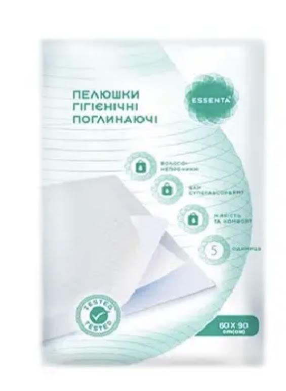 Пелюшки одноразові гігієнічні поглинаючі 60см*90см №5  Essenta+