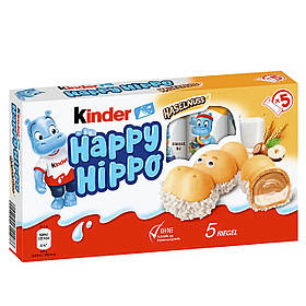 Вафлі Kinder Happy Hippo Кіндер Веселі Бегемотики з горіховим кремом 103,5 г
