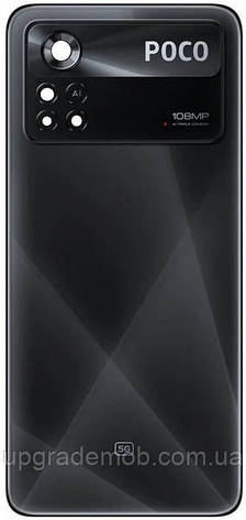 Задня кришка Xiaomi Poco X4 Pro/ Poco X4 Pro 5G чорна Laser Black + Скло камери, фото 1