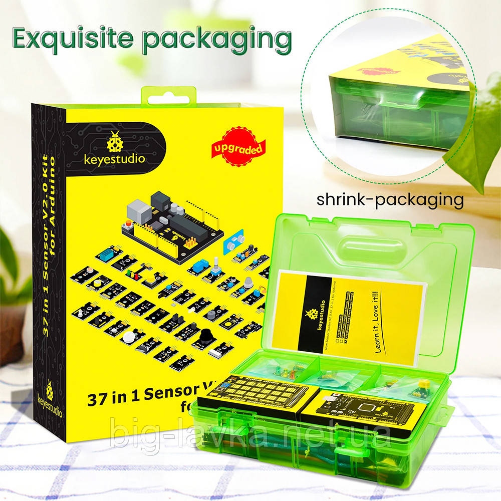 Набір датчиків навчальний Arduino Keyestudio 37 в 1 Жовтий