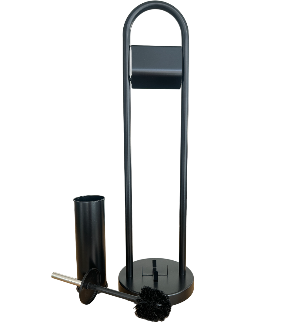 Підлоговий тримач для паперу і йоржика чорний, фото 1