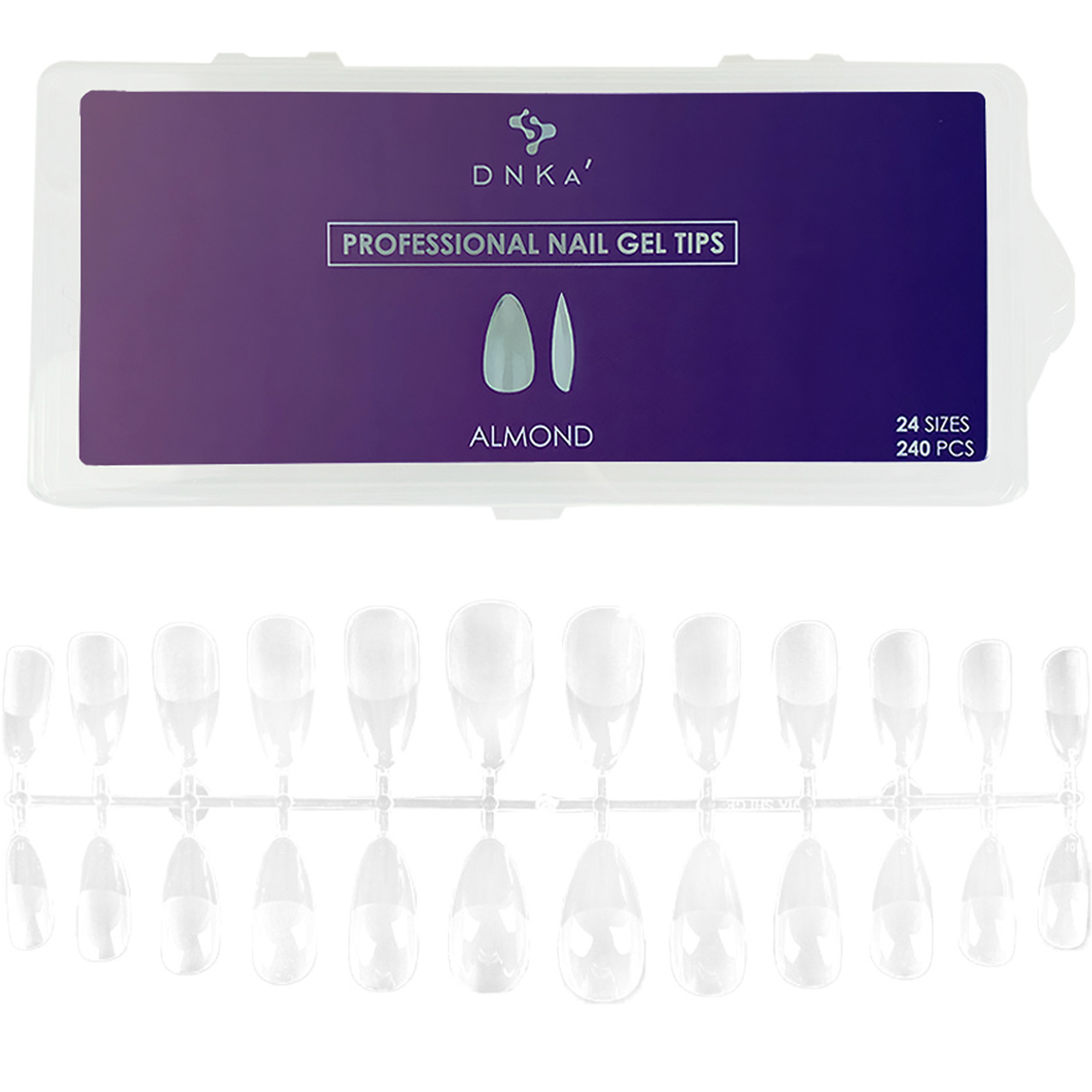 Гелеві типси для нарощування нігтів DNKa Almond, 240 шт. мигдаль