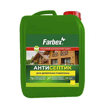 Антисептик для дерев’яних поверхонь Farbex 10л захист деревини від плісняви грибка комах-шкідників атмосферних впливів
