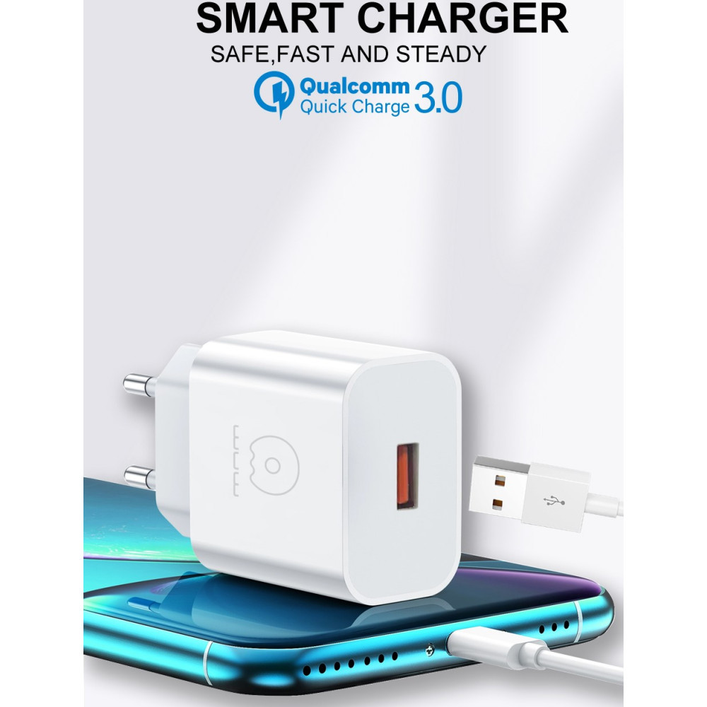Мережевий зарядний пристрій WUW T59 QC3.0 Micro (Білий)