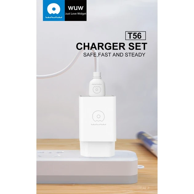 Мережевий зарядний пристрій WUW T56 Micro 1USB 2A (DC 5V-2.1A(MAX)) (Білий)