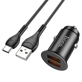 Автомобільний ЗП Hoco NZ1 Type-C Developer 36W 2USB QC3.0 Швидка зарядка (Чорний)