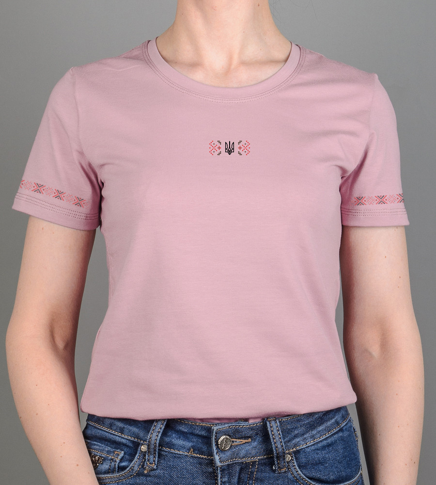 Футболка жіноча Орнамент 2415ж (Уп.4шт M-XXL), Пудра