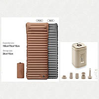 Матрац надувний. Товщина 10см. Хакі-сірий + насос кольору хакі