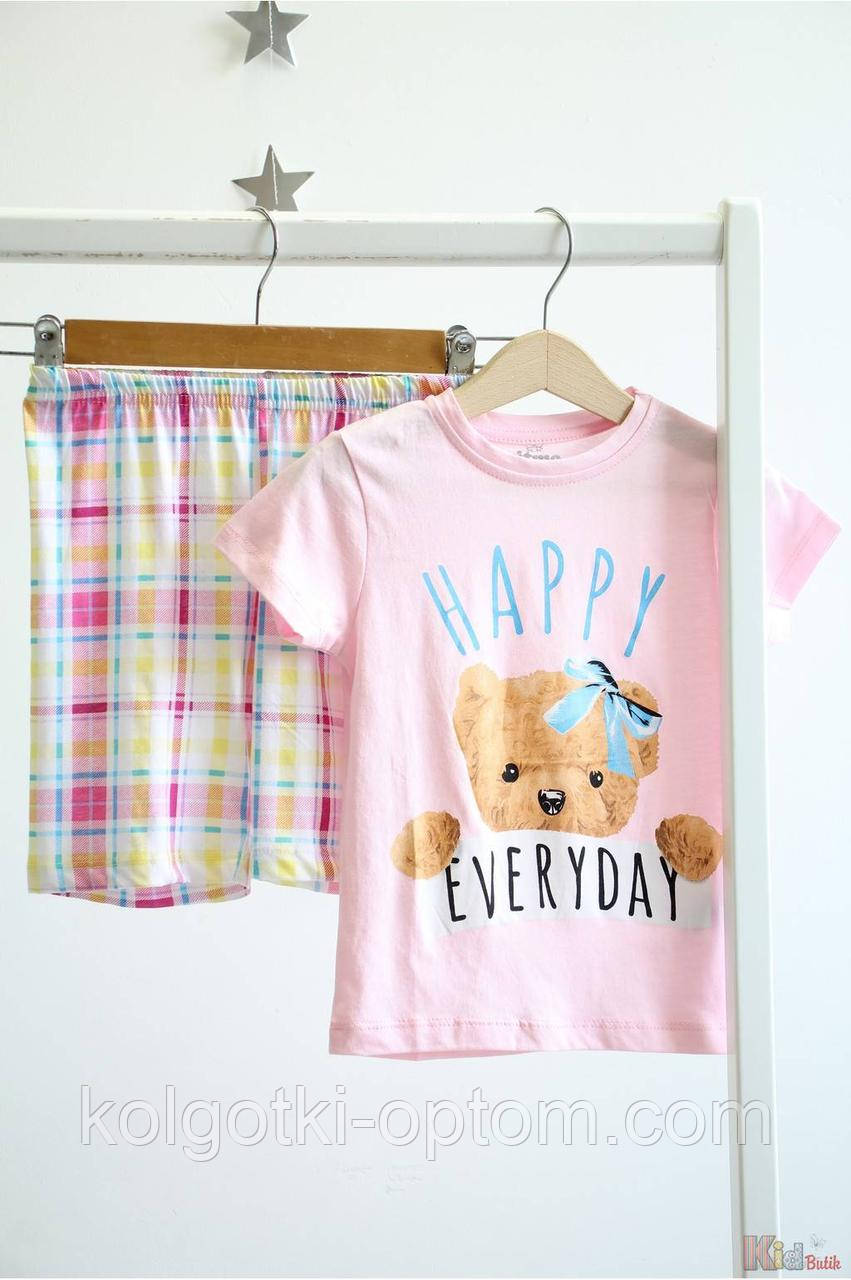 ОПТОМ Упаковка (80-92-98-104) Піжама рожева "Happy Teddy Everyday" для маленької дівчинки Vitmo 1111000019226, фото 1