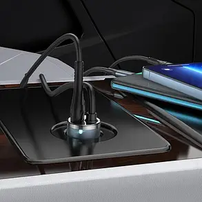 Автомобільний ЗП Hoco NZ7 Lightning PD20W+QC3.0 18W 1,2м Швидка зарядка (Сірий), фото 4