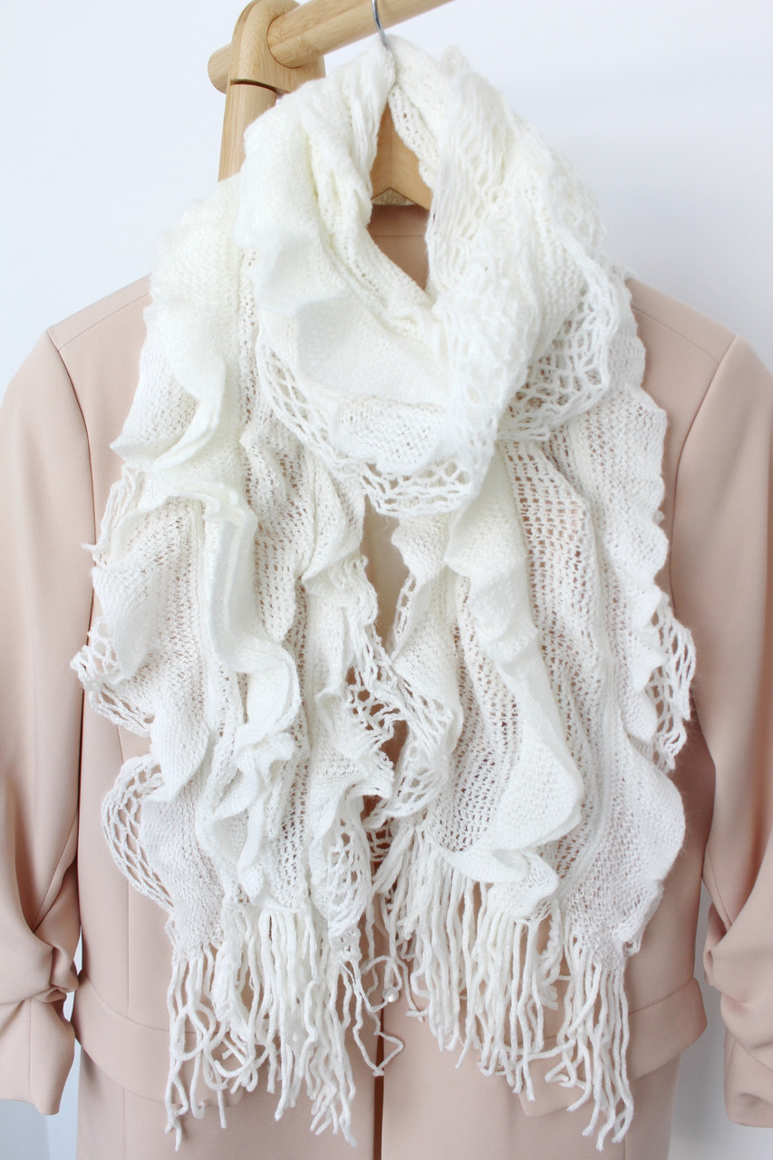 Вязаний молочний шарф "Майя" 137034, фото 1