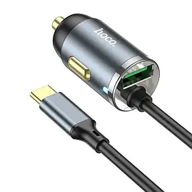 Автомобільний ЗП Hoco NZ7 Type-C PD20W+QC3.0 18W 1,2м Швидка зарядка (Сірий)