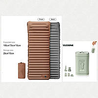 Матрац надувний. Товщина 10см. Хакі-сірий + насос кольору зелений