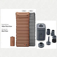 Матрац надувний. Товщина 10см. Хакі-сірий + насос сірий