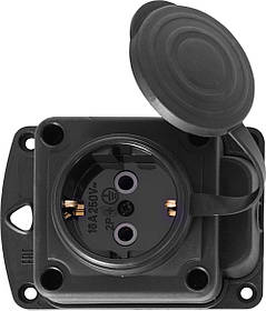 Розетка одинарна с захистною кришкою каучукова e.socket.rubber.029.1.16, з з/к, 16А (s9100025)