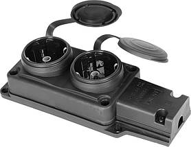 Розетка подвійна с захистною кришкою каучукова e.socket.rubber.029.2.16, з з/к, 16А (s9100026)