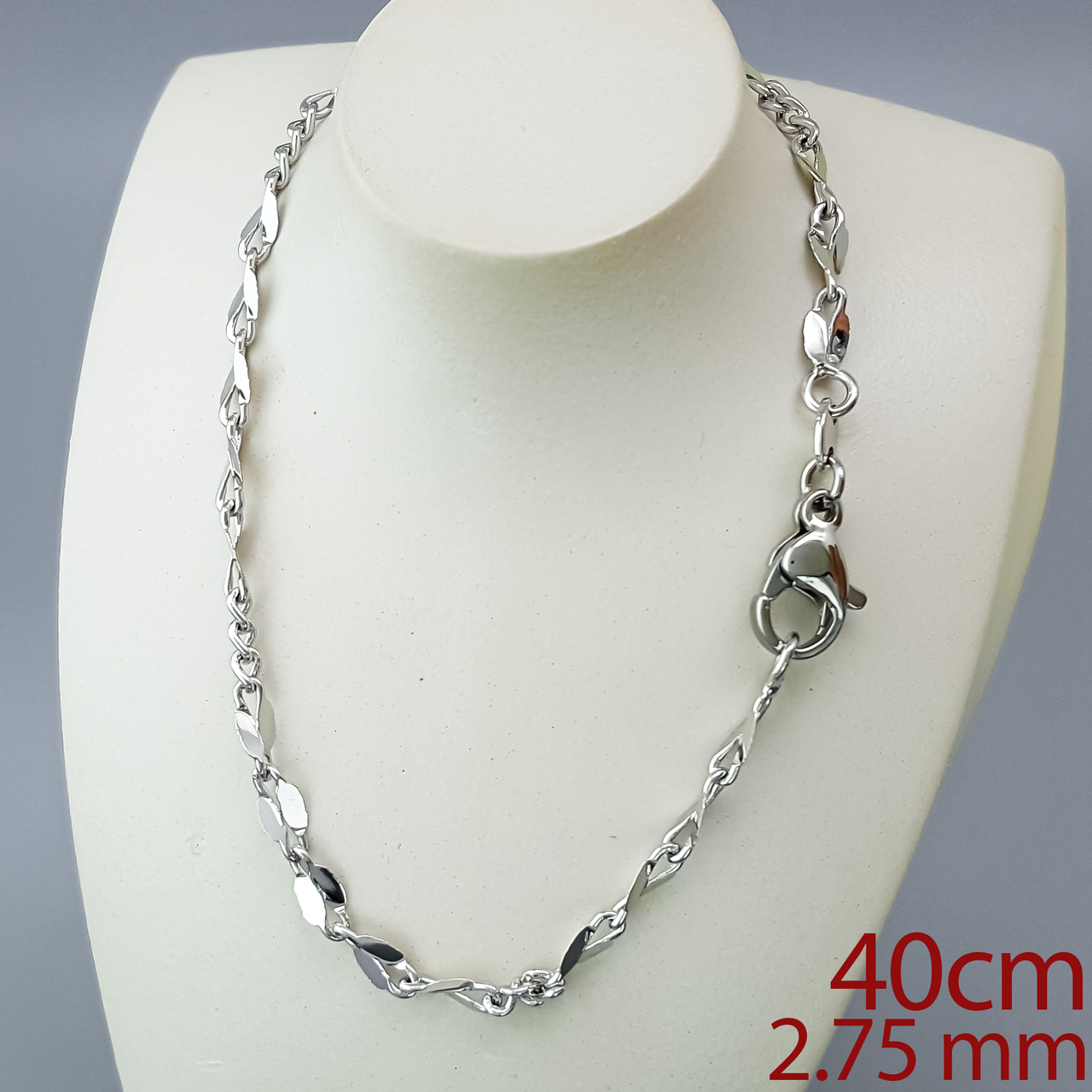 Ланцюжок "Комбінований" р.40; медичне золото Xuping, родій, фото 1