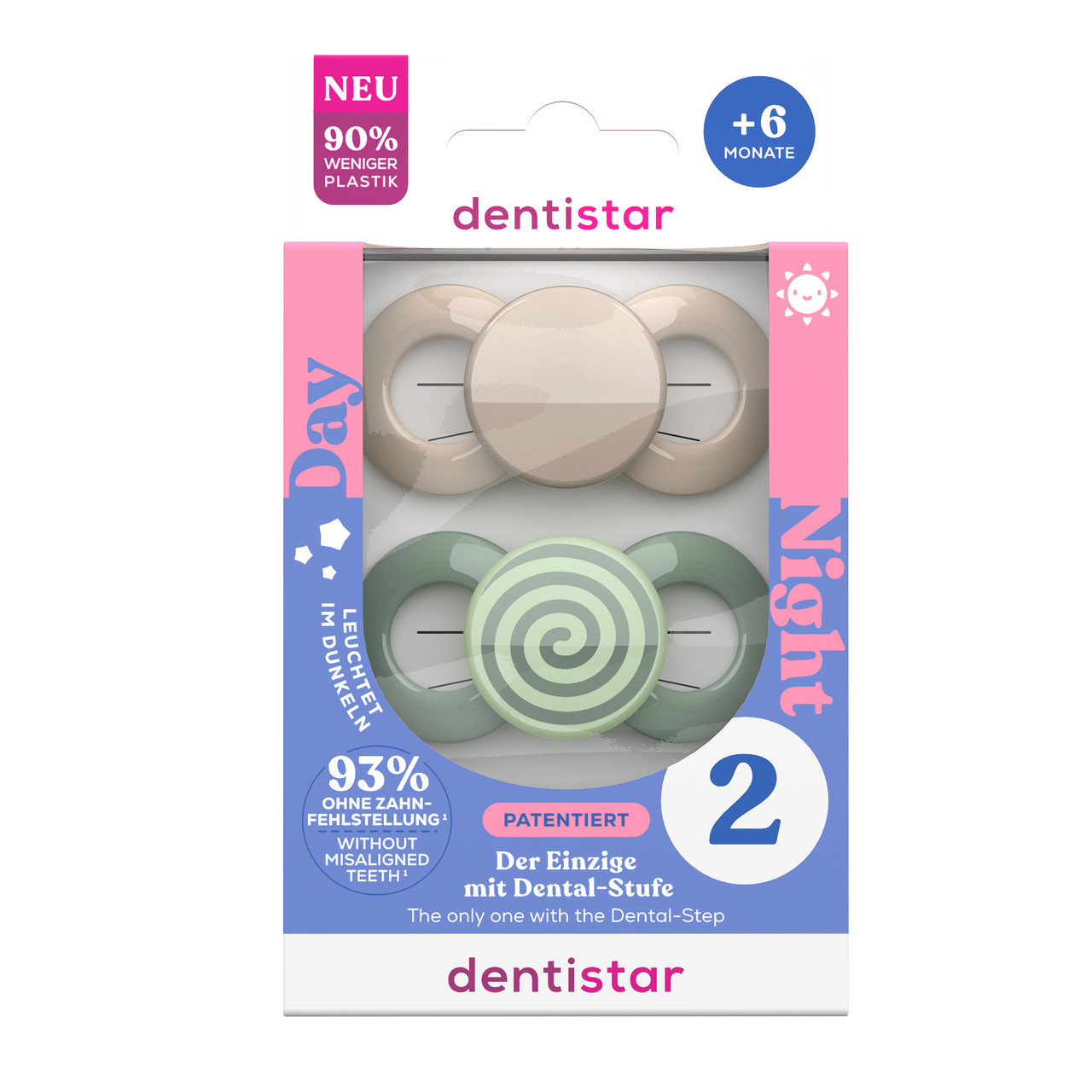 Пустушка силіконова ортодонтична Dentistar 6+ місяців, 2 шт універсальна