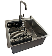 Мийка кухонна Monro 50*50 (2.5\0.5) (см) + Змішувач + дозатор + кошик