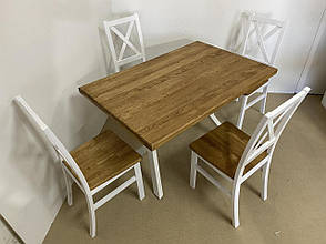 Стіл обідній нерозкладний з масиву дуба Кверція, кольори на вибір, фото 4