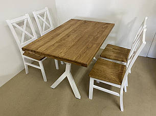 Стіл обідній нерозкладний з масиву дуба Кверція, кольори на вибір, фото 2