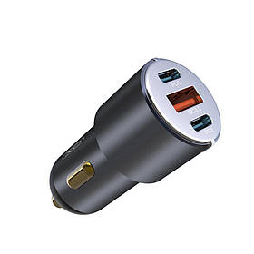 Автомобільний ЗП XO CC45 Type-C to Lightning 2PD+1USB QC3.0 60W Швидка зарядка (Чорний)