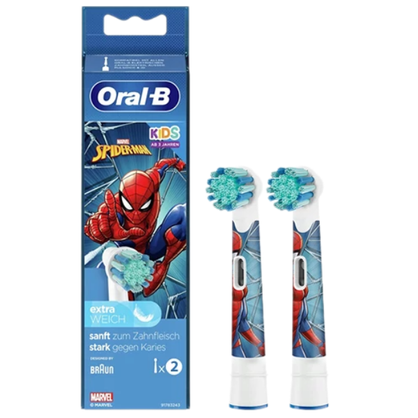 Насадка для електричної зубної щітки Oral-B Kids Extra Soft EB10S Людина Павук White (2 шт.)