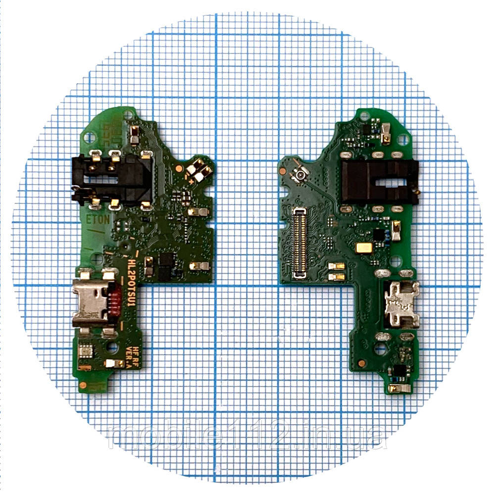 Шлейф Huawei P Smart 2019 POT-LX1 LX3 з роз'ємом зарядки та мікрофоном Оригінал 100% - нижня плата, фото 1