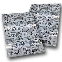 Поліетиленовий пакет із малюнком з прорізною ручкою "Кава" срібло розмір 40х50 Комсерв 25 шт/уп.