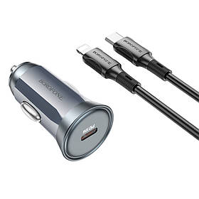 Автомобільний ЗП Borofone BZ26 Searcher PD30W Type-C to Lightning (Сірий)