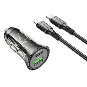 Автомобільний ЗП Borofone BZ26A Shadow PD43W Type-C to Lightning (Чорний)