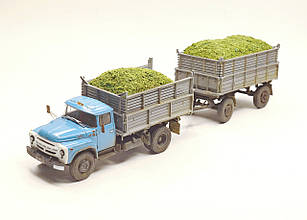 Масштабна модель сільськогосподарського автопоїзду ЗІЛ-ММЗ-554 з причепом ГКБ-819 (VScor).