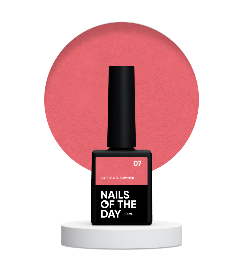 NAILSOFTHEDAY Bottle gel shimmer 07 – надміцний кораловий гель зі срібним шимером, 10 мл