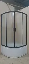 Душова кабіна KO&PO DB-11 90х90x190 см з глибоким піддоном чорна матове скло 5мм розсувні двері, фото 5