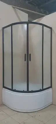 Душова кабіна KO&PO DB-11 90х90x190 см з глибоким піддоном чорна матове скло 5мм розсувні двері, фото 4