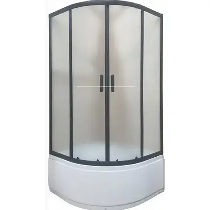 Душова кабіна KO&PO DB-11 90х90x190 см з глибоким піддоном чорна матове скло 5мм розсувні двері, фото 1