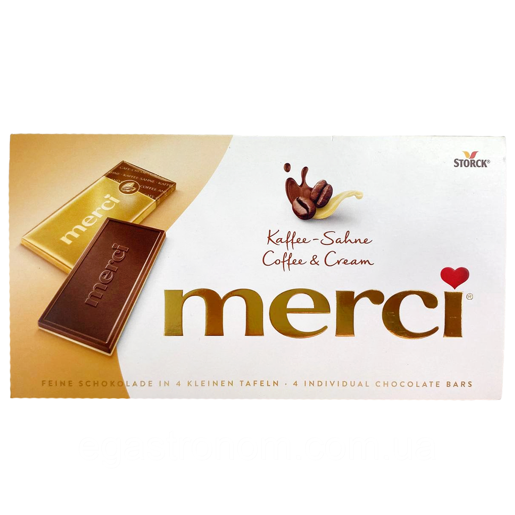 Шоколад молочний з кавою та вершками Мерсі Merci 100g 15шт/ящ (Код: 00-00016547)
