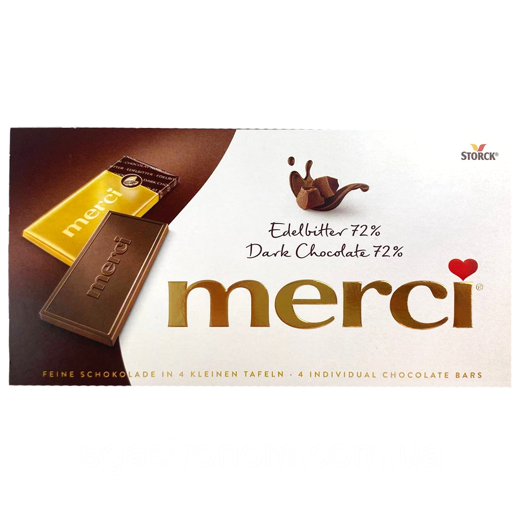 Шоколад чорний 72% Мерсі Merci 100g 15шт/ящ (Код: 00-00016548)