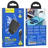 Блок для заряджання Hoco N38 Delgado PD20W+QC3.0 + Type-C to Type-C, Black, фото 4