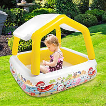 Басейн дитячий надувний Intex 57470 (157х157х122 см) Блакитна лагуна зі знімним навісом, Жовтий