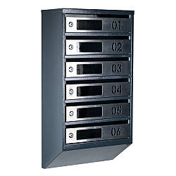 Ящик поштовий багатосекційний ЯП06D (антрацит-нержавійка)