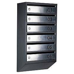 Ящик поштовий багатосекційний ЯП06B (чорний-нержавійка)