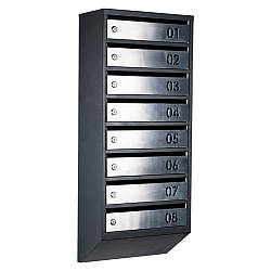 Ящик поштовий багатосекційний ЯП08B (чорний-нержавійка)
