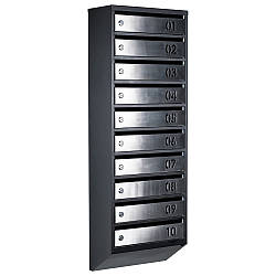 Ящик поштовий багатосекційний ЯП10B (чорний-нержавійка)